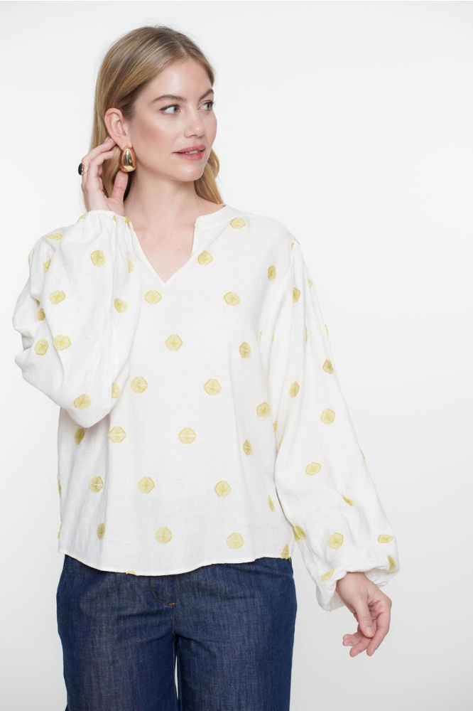 TOP INGEWEVEN AXTEK DETAIL 53244 20 Sand/Lime